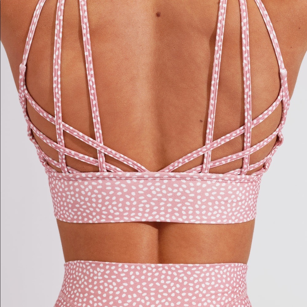 NWT Buffbunny pink bossy print monarch sports bra (small)